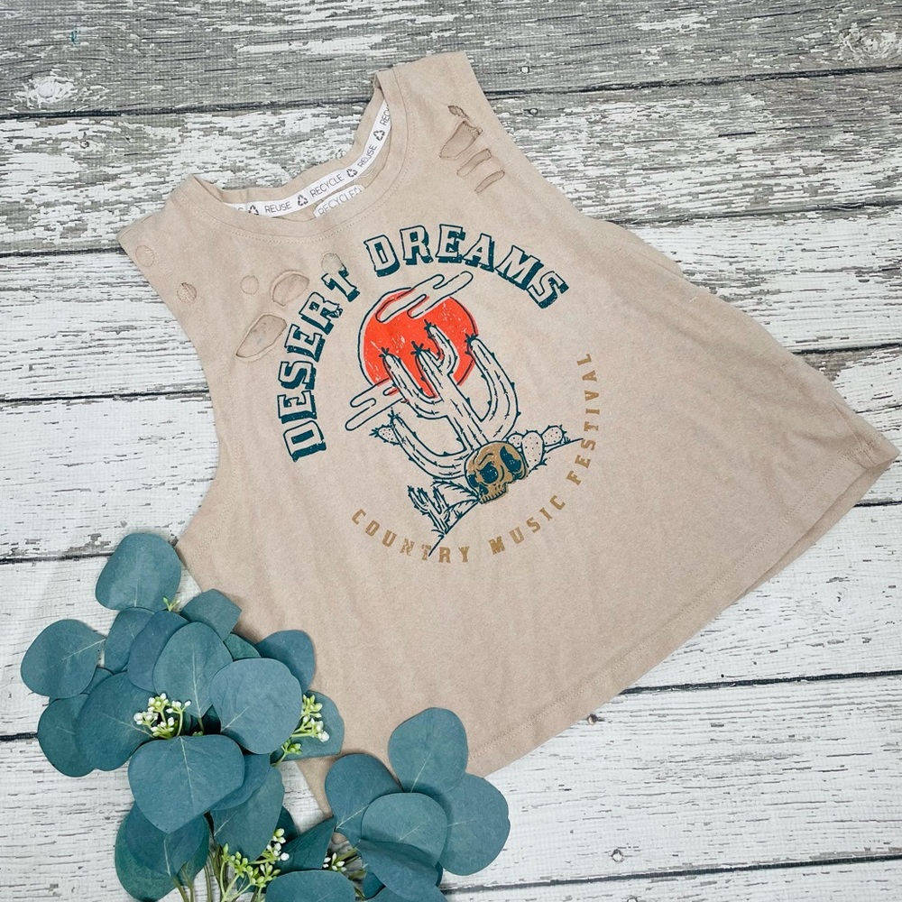 Recycled Threads Desert Dream Distressed Graphic Tank Top
